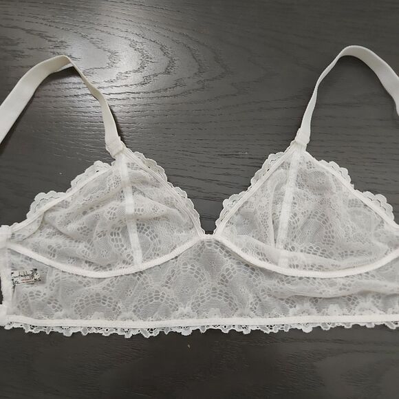 Intimately Free People Lace Triangle Bralette Womens Small White Sleepwear Sheer - Picture 5 of 10